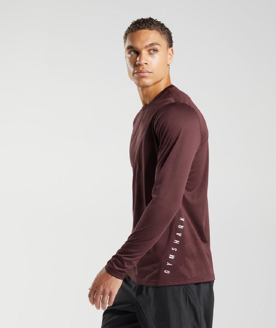 Long Sleeve Gymshark Deporte Hombre Burdeos Negras | CO 3479HAP